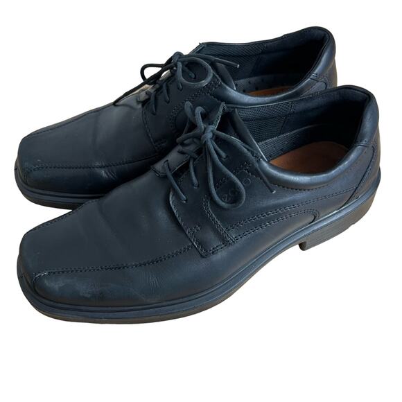 ECCO Shoes Mens EU 43 Black Plain Toe Oxford Casual Comfort - Picture 2 of 16